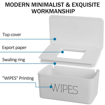 NOVWANG Wipes Dispenser, Large Capacity Baby Wipe Holder(8.3L × 4.9W × 3.9H Inches) Refillable Wipes Container with Sealing Design Baby Wet Wipes Dispenser for Bathroom Home Office Car