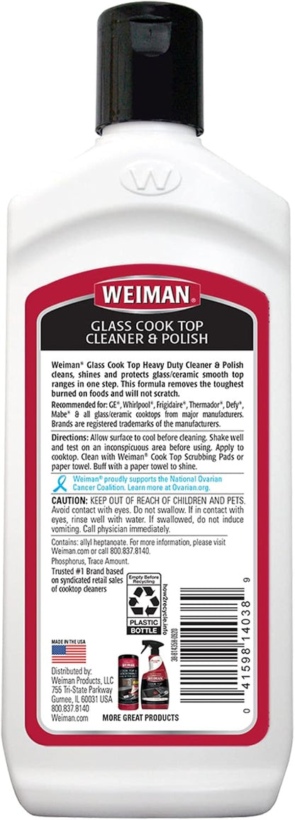 Weiman Non-Abrasive, No Scratch Induction Glass Ceramic Stove Cooktop Heavy Duty Cleaner and Polish, 20 Ounce