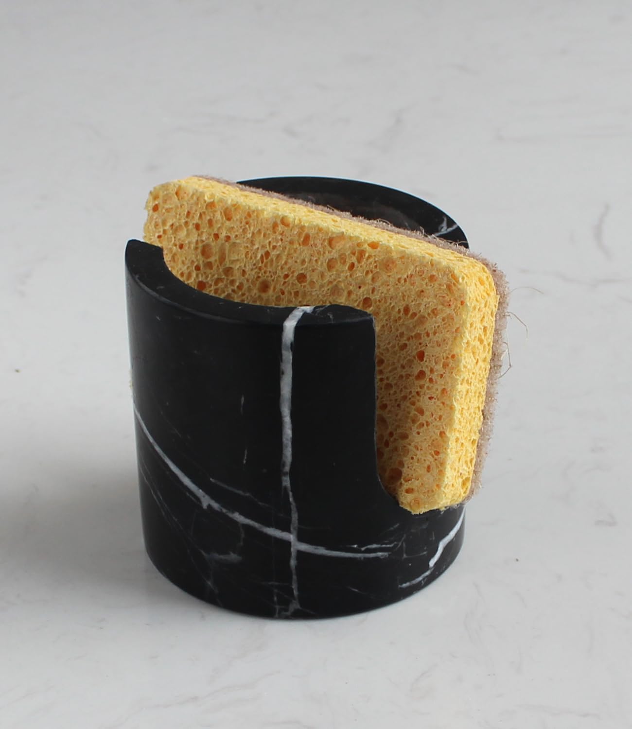 Natural Travertine Marble Sponge Holder for Kitchen Sink, Drying Rack, Compact Sink Caddy Organizer - Calacatta Viola Marble