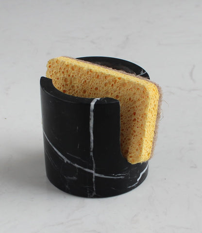 Natural Travertine Marble Sponge Holder for Kitchen Sink, Drying Rack, Compact Sink Caddy Organizer - Calacatta Viola Marble