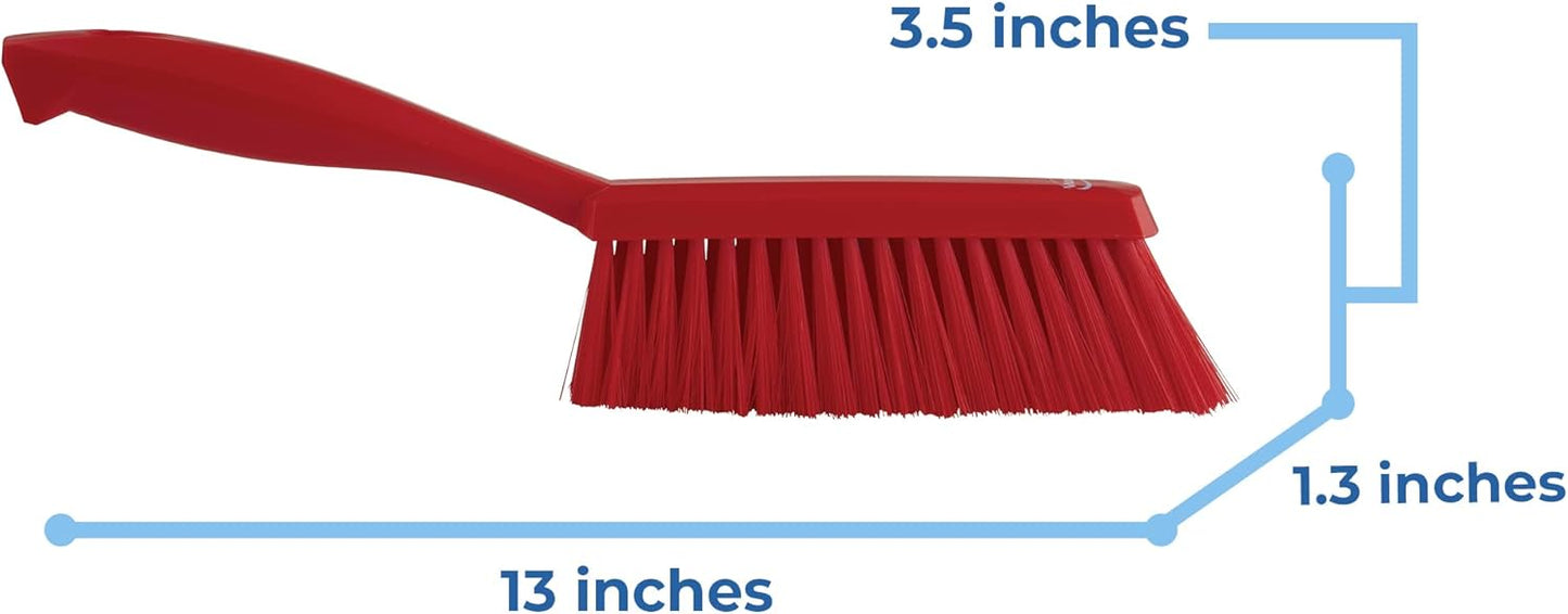 Vikan 45871 Bench Cleaning Brush, Polypropylene/Polyester Soft Bristle Dustpan Brush & Sweeper With Handle, 14-Inch, Pink