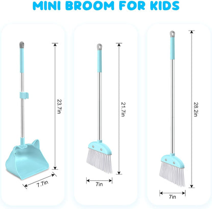Mini Broom with Dustpan for Kids, 28-in Handle Kids Broom and Dustpan Set for Toddlers Cat-Shaped Children Broom and Cleaning Set Boys Girls Small Housekeeping Helper Set, Pink