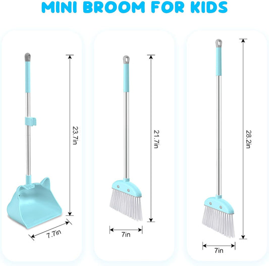 Mini Broom with Dustpan for Kids, 28-in Handle Kids Broom and Dustpan Set for Toddlers Cat-Shaped Children Broom and Cleaning Set Boys Girls Small Housekeeping Helper Set, Pink