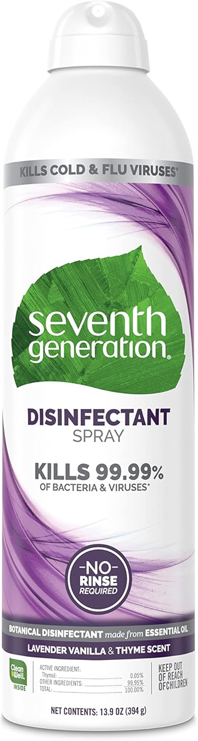 Seventh Generation Disinfecting Spray Cleaner Eucalyptus and Thyme Disinfectant 13.9 oz, Pack of 8