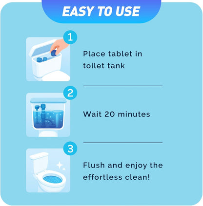 Toilet Bowl Cleaner Tablets 40 Pack, Long-Lasting Drop-in Tank Tablets with Sustained-Release Technology, Fight Tough Stains & Odors, Household & Commercial Use, Compatible with Most Toilets-Excellent