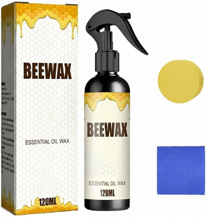 2 PCS Beeswax Wood Polish Spray: Natural Beeswax Furniture Polish and Cleaner - Wood Care Spray for Cabinets, Tables, Floors - Wood Conditioning Polish Kit with Sponge & Cloth (2)