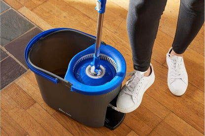 Simpli-Magic 79349 Spin Mop Cleaning System with 3 Microfiber Mop Heads, Red/GRAY,Red/Black