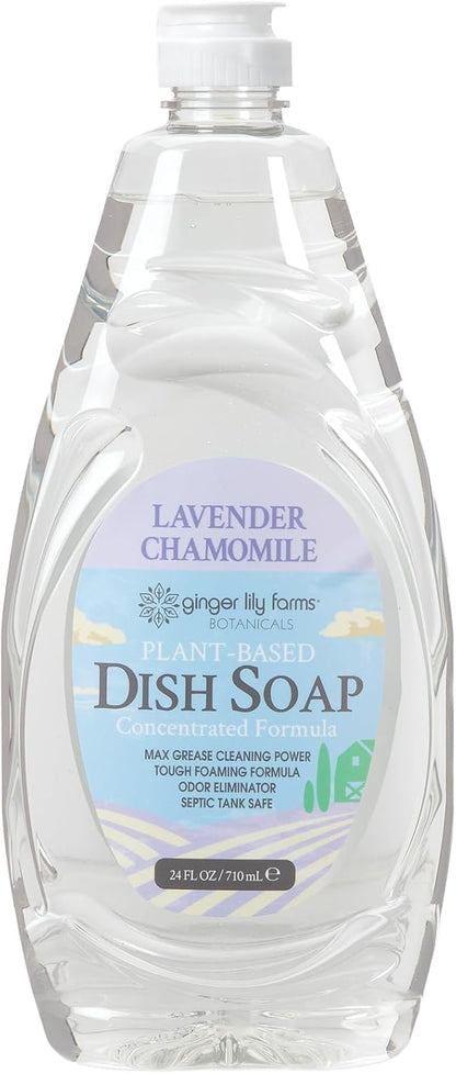 Ginger Lily Farms Botanicals Plant-Based Liquid Dish Soap, Concentrated Formula with Max Grease Cleaning Power, Cruelty-Free, Fragrance-Free, 1 Gallon Refill (128 Fl. Oz.), Clear