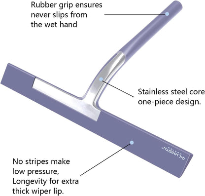 Shower Squeegee for Glass Doors, RICHMIRTH 11" Inch Width Silicone Rubber Blade Squeegee Window Cleaner Tool Squeegee for Shower Glass Doors Bathroom
