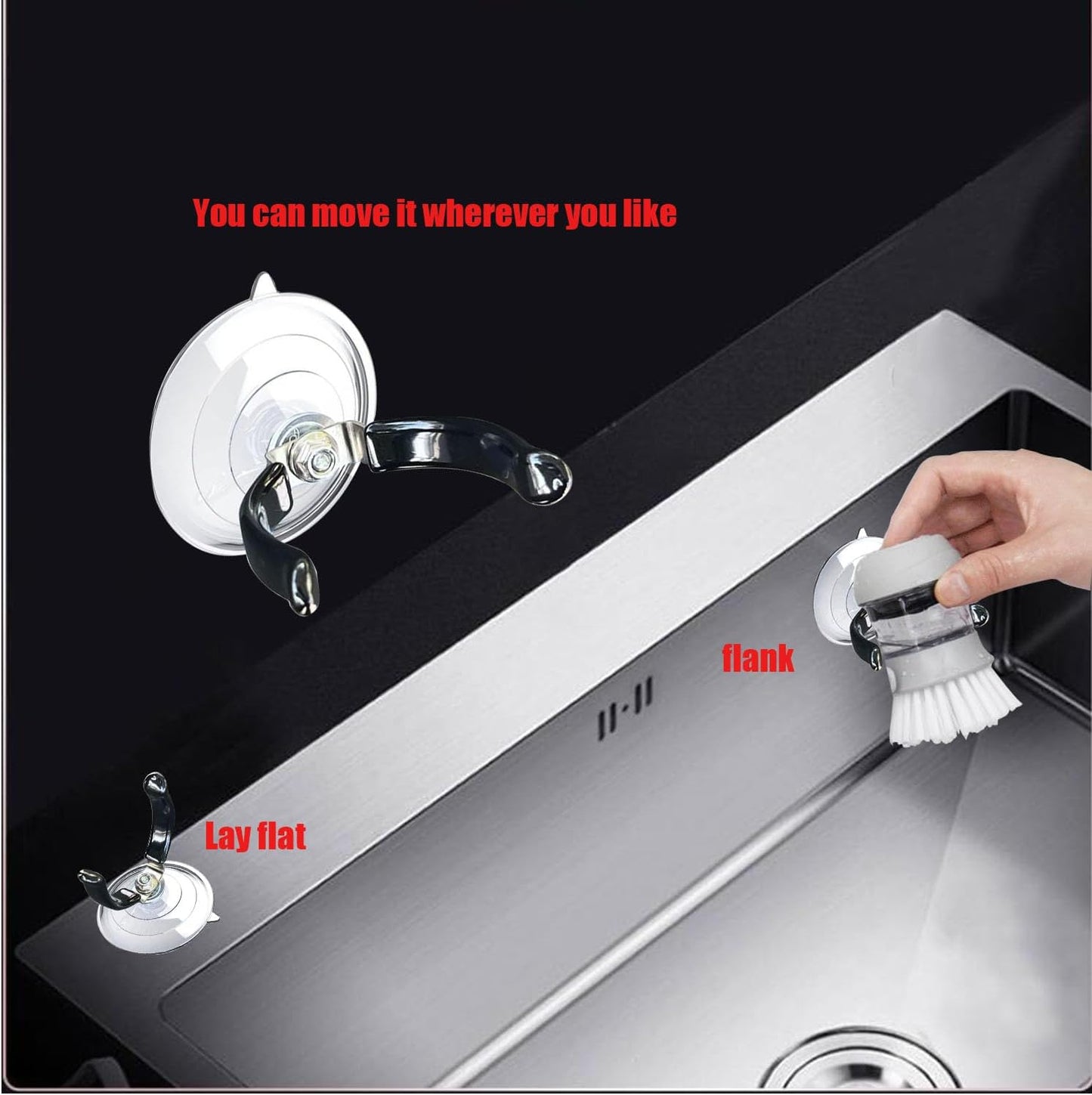 Soap Dispensing Palm Brush Holder for Kitchen Brush Dish Brush with Soap Dispenser Pot with a Traceless Suction Cup (Closed Brush Holder)