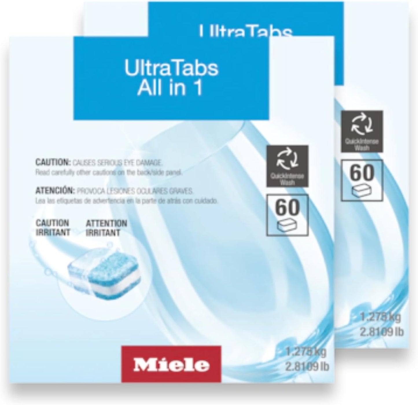Miele 11295860 UltraTabs HyClean Dishwasher Tablets, Phosphate-Free, Pack of 60 Tablets
