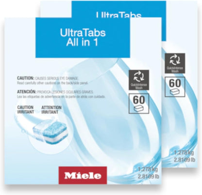 Miele 11295860 UltraTabs HyClean Dishwasher Tablets, Phosphate-Free, Pack of 60 Tablets