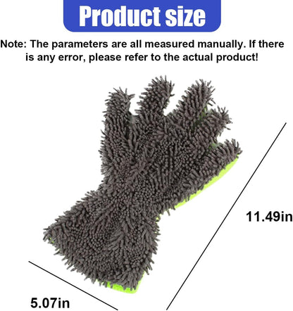 2PCS Car Wash Mitts, Double Sided Chenille Microfiber Dusting Gloves with 5-Finger Design, Anti-Scratch Auto Interior Exterior Detailing Mitt for Cleaning Wheel Tight Spot (Purple)