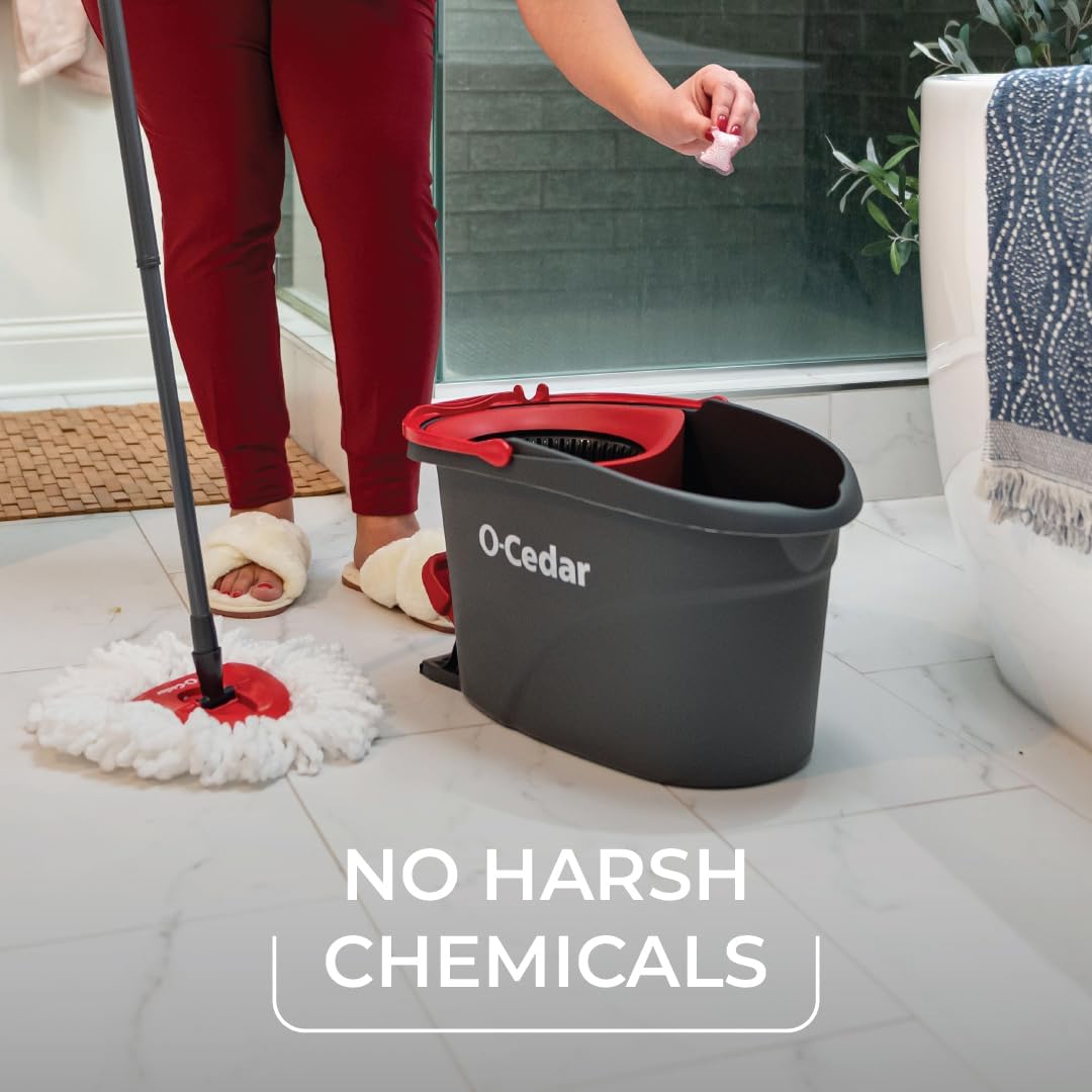 O-Cedar EasyWring Microfiber Spin Mop & Bucket Floor Cleaning System + 2 Extra Mop Head Replacements with Citrus and Lavender Pacs (Variety Pack)