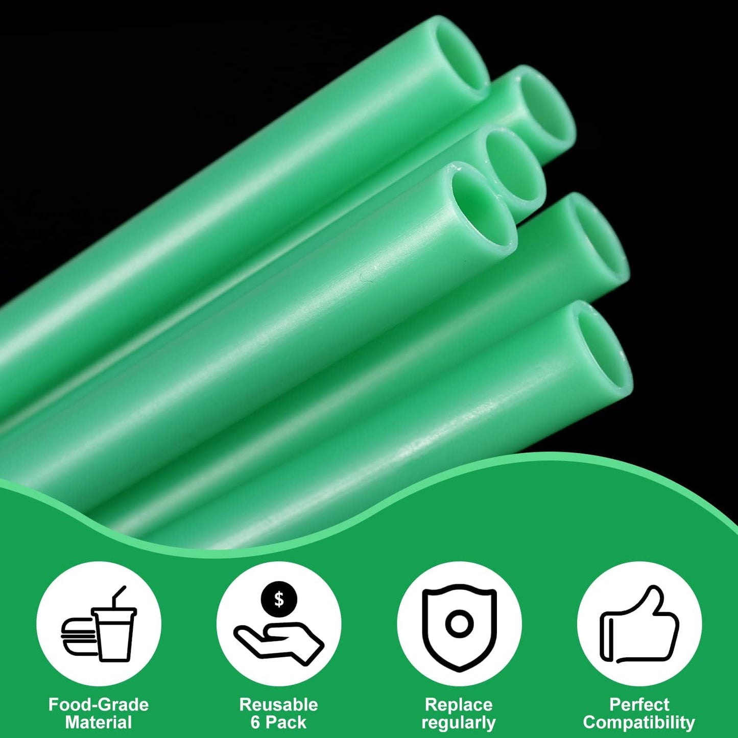 6pcs Replacement Straws for Owala Freesip 24/32oz, Reusable Plastic Straws with Cleaning Brush Tumbler Accessories Parts for Owala Flip 24/32oz Stainless Steel Insulated Water Bottle