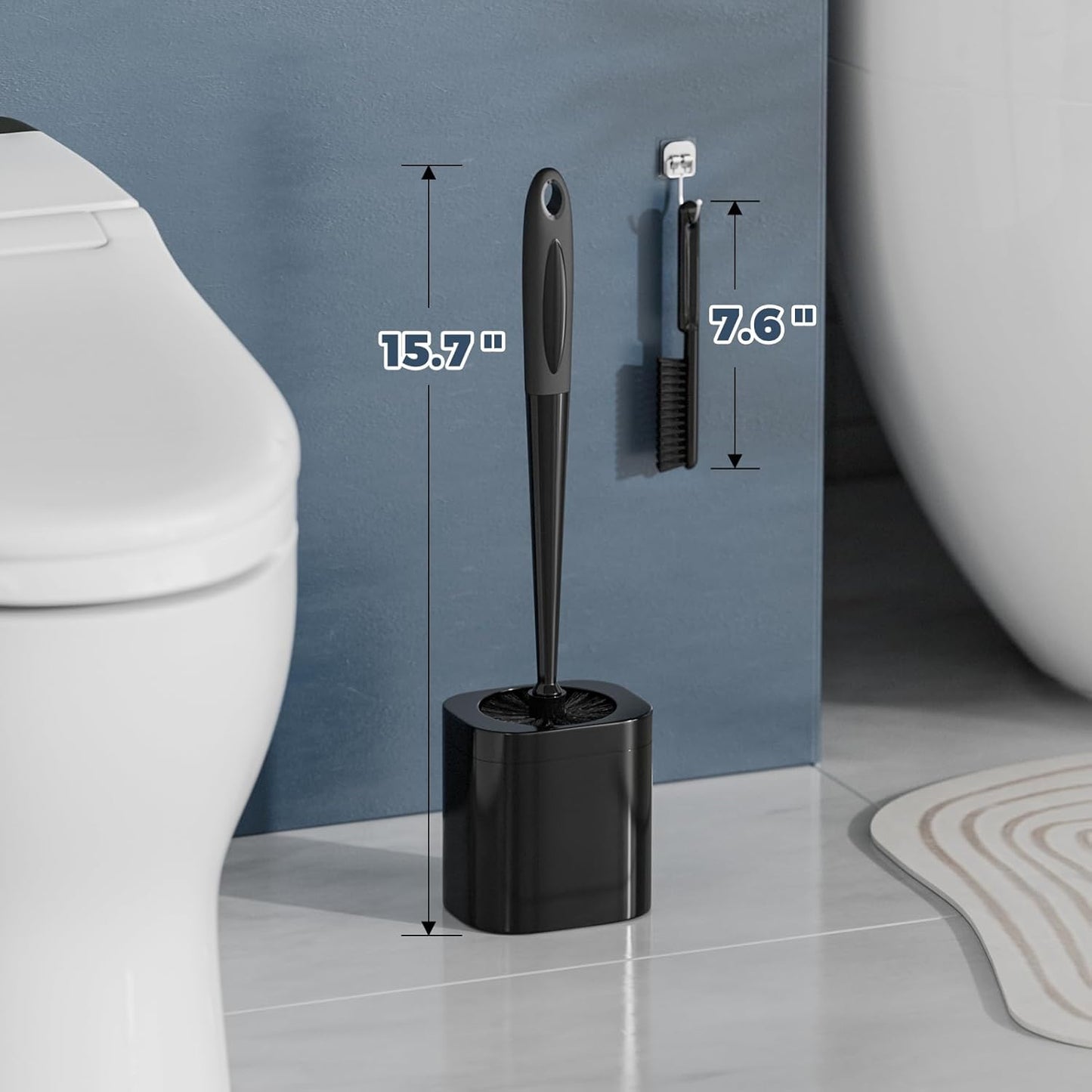 Holaloha Toilet Brush, 3 Pack Toilet Brush and Holder Set Bathroom Accessories, Toilet Bowl Brush and Holder with 3 Crevice Brush for Bathroom, Toilet Scrubber Brush (White)