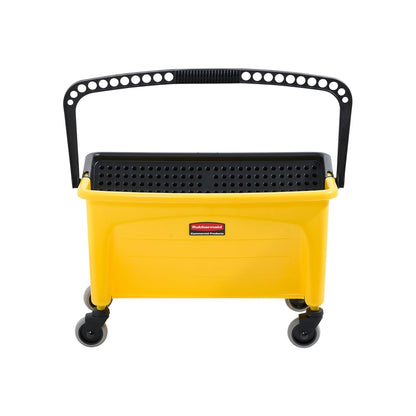 Rubbermaid Commercial Products HYGEN Microfiber Mop Bucket with Press Wringer, 26", Yellow, for Janitorial/Professional Cleaners and Heavy-Duty Industrial Mopping/Wringing/Cleaning