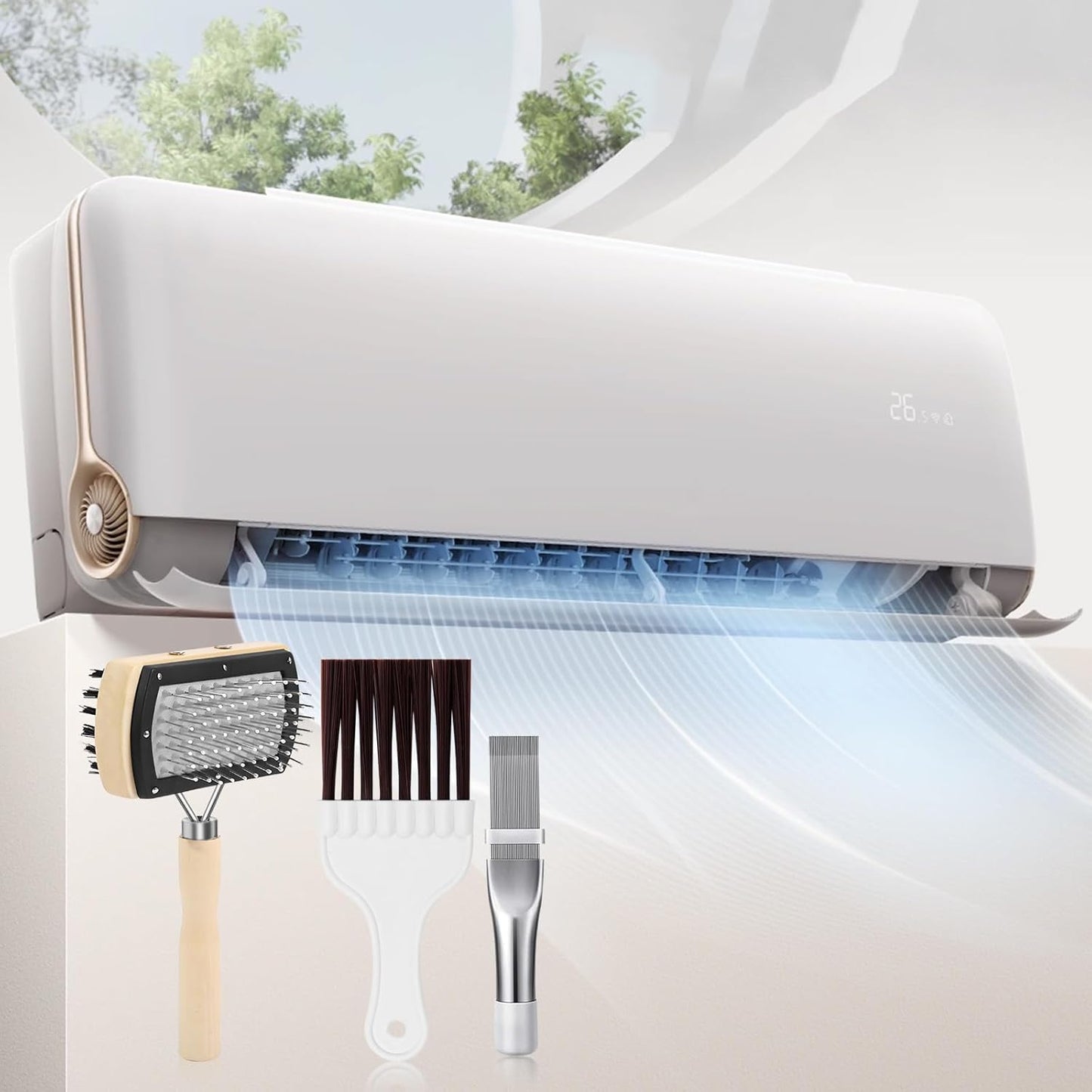 4Pcs Air Conditioner Ac Cleaning Kit, Useful Double-Sided Coil Cleaning Brush, Plastic Coil Brush Blinds Brush 2 in 1 Groove Cleaning Brush, Good Cleaning Effect for Air Conditioners, Refrigerators