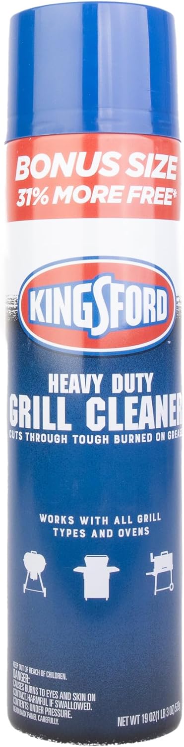 Kingsford Heavy Duty Foaming Grill Cleaner Spray, BBQ Degreaser for Charcoal & Gas Grills, Cuts Grease, Burnt-On Food & Grime, Easy Spray-On Foam for Grill Grates & Surfaces, Aerosol Can, 14.5 Oz