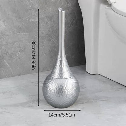 Hideaway Toilet Brush Set, Hammered Gold | Small Bathroom Space-Saver | Anti-Splash Shield & 360° Deep Clean | Housewarming Gift for Homeowners | Rust-Proof ABS Modern Bath Accessories