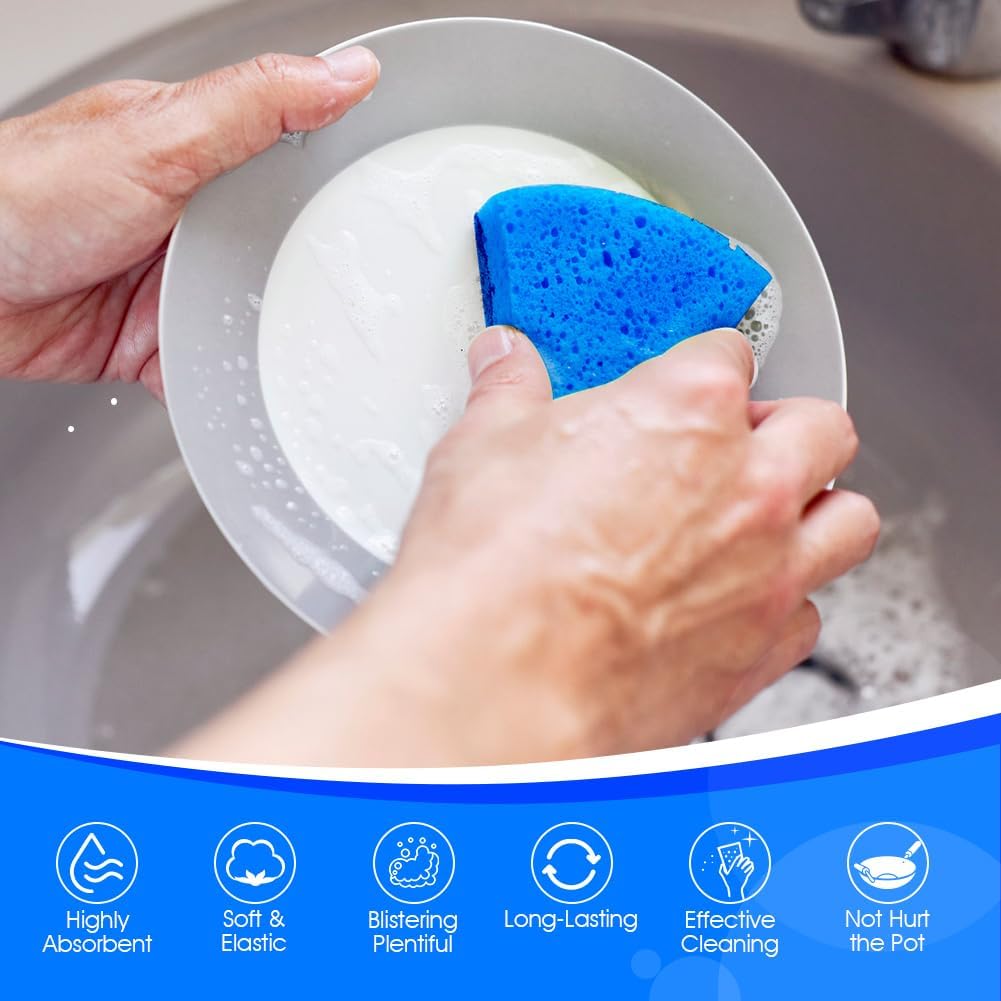 Orighty Non-Scratch Scrub Sponge, 24-Pack, Cellulose Kitchen Scrubber Sponges, Ideal for Kitchen Cleaning, Non-Stick Cookware, Washing Dishes, Bathroom, and Household