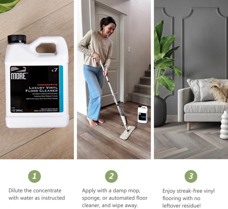 MORE Luxury Vinyl Floor Cleaner for Vinyl Plank Flooring - Ready to Use, Daily Cleaning Formula for Tile, Vinyl Surfaces [Gallon / 128oz]