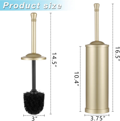 Brushed Nickel Toilet Brush and Holder Set,304 Stainless Steel Toilet Bowl Brush and Holder for Bathroom,Silver Heavy Duty Toilet Brush,Durable Scrubbing Bristles,Splash Resistant,Long Handle