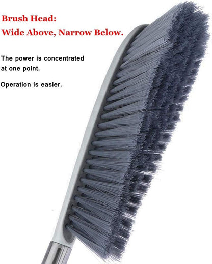 Hand Broom, 14 inch Large Counter Duster, Slightly Stiff Plastic Bristle Brush with Long Handle, Sweep for Furniture, Floor, Bench, Carpet, Woodworking, Patio, Home, Shop(Gray, 14 inch)