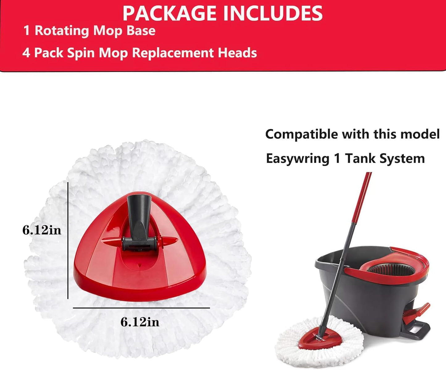 4 Pack Spin Mop Replacement Head Mop Refill Compatible with Oceda Triangle Swivel Mops Microfiber Swivel Mop Refill,Deep Clean,Machine Washable and Easy to Replace