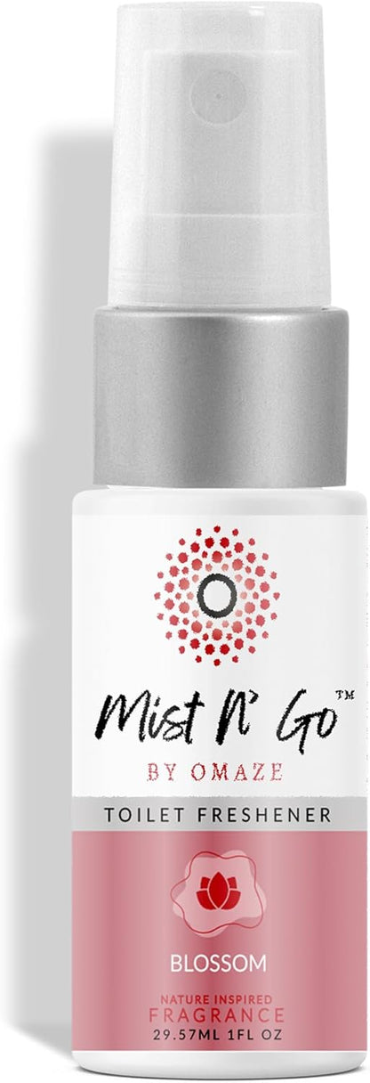 Mist N’ Go by Omaze Travel Bathroom Spray for Toilet Spray Odor Eliminator - Travel Toilet Spray for Bathroom Air Freshener Spray for Bathroom Deodorizer - Clean Mix, Travel Size (1oz x2)