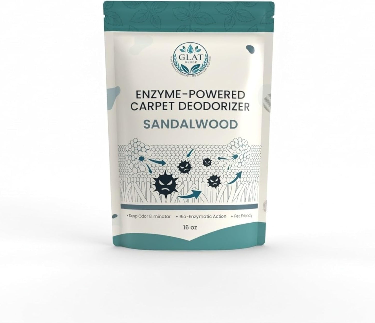 Enzyme-Powered Carpet Deodorizer (Powder) - Sandalwood | Natural Pet Odor Eliminator | Bio-Enzymatic Formula, Premium Performance, Eco Friendly | 16 oz