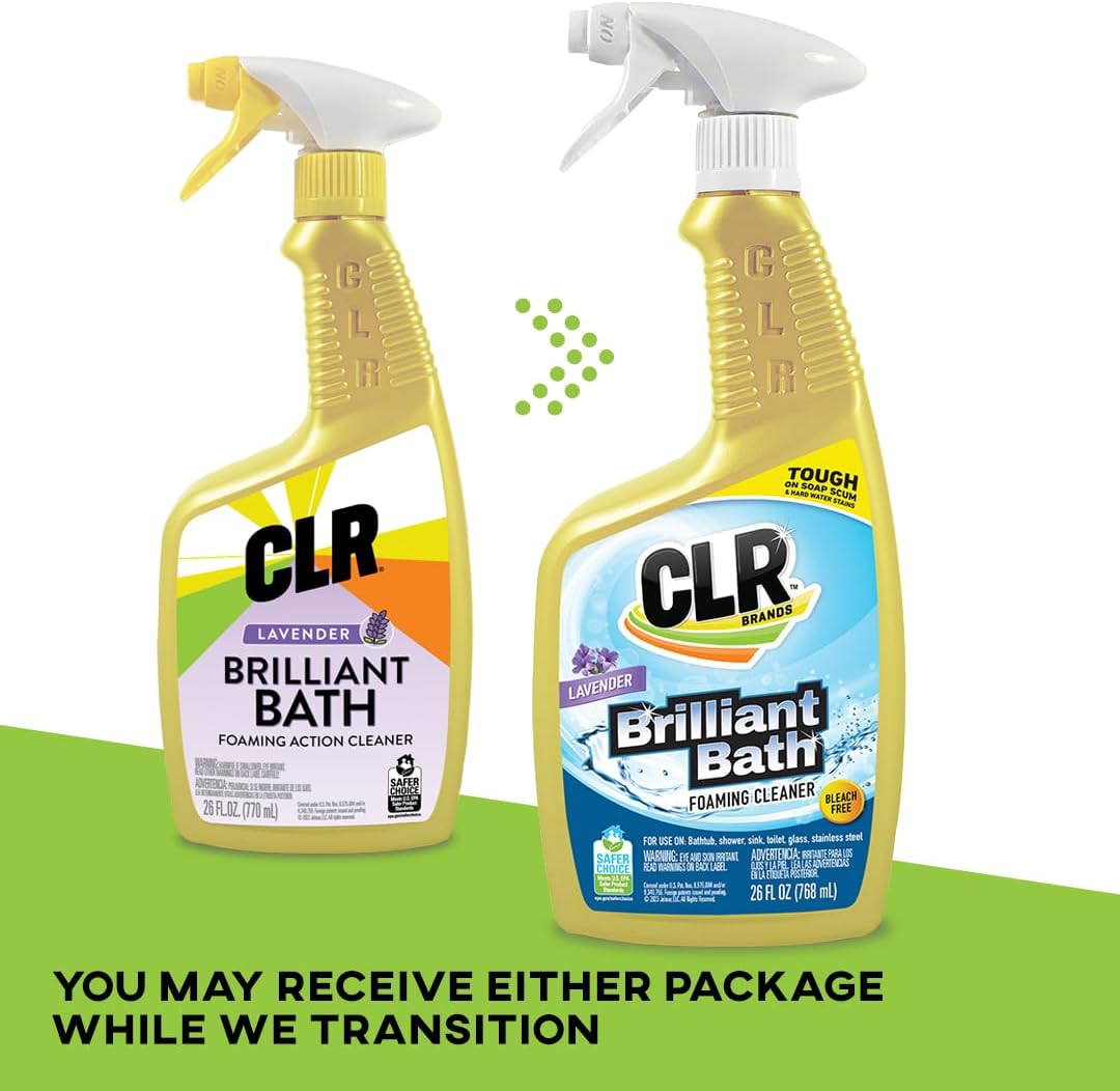 CLR Brilliant Bath Foaming Bathroom Cleaner Spray - For Use On Toilet, Bath, Shower, Sink, Glass, Stainless Steel - Fresh Scent, 26 Fl Ounce Bottle (Pack of 4)