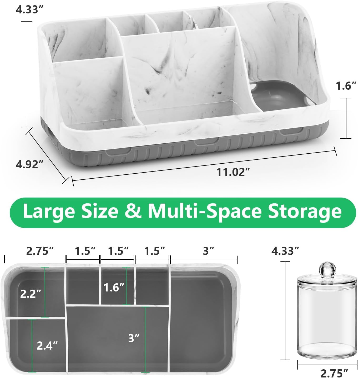 GFWARE Wood Toothbrush Holders for Bathrooms Countertop Organizer - Detachable 7 Slots Kid Bathroom Decor and Accessories, Wooden Bathroom Sink Storage Organization, Caddy, Tray, Brown