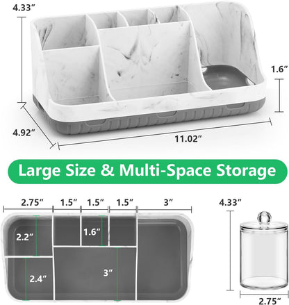 GFWARE Wood Toothbrush Holders for Bathrooms Countertop Organizer - Detachable 7 Slots Kid Bathroom Decor and Accessories, Wooden Bathroom Sink Storage Organization, Caddy, Tray, Brown