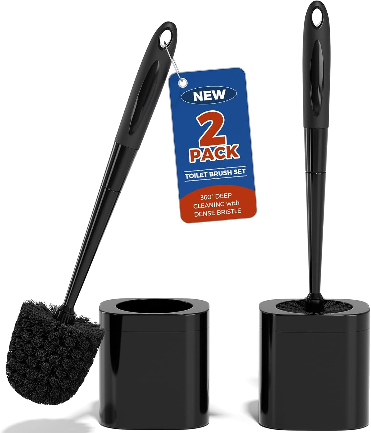 Holaloha Toilet Brush, 2 Pack Toilet Brush and Holder Set Bathroom Accessories, Toilet Bowl Brush and Holder for Bathroom, White