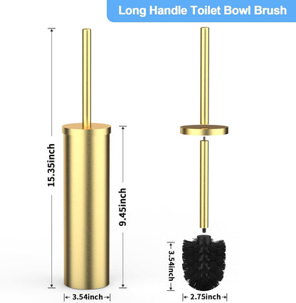 Stainless Steel Toilet Brush and Holder Set Oil Rubbed Matte Black Heavy Duty Toilet Bowl Brush with Long Handle for Bathroom and Farmhouse