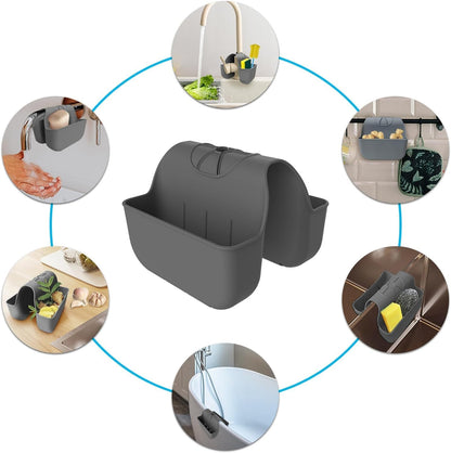 1Pc Sponge Holder for Kitchen Sink, Silicone Saddle Caddy Organizer Rack, Sponges Holder Over Faucet, Hanging Kitchen Sink Organizer Accessories Rack Basket-（Black）