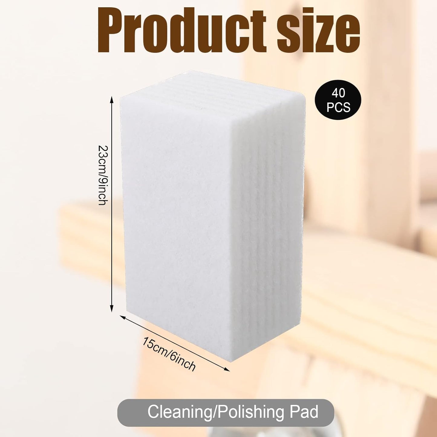 Hoolerry 40 Pcs White Scrub Pads Light Duty Scouring Non Woven Pad Non Scratch Abrasive Hand Multipurpose Scouring Sponge Multi Surface Scrubber Pads for Cleaning Polishing Home(4 x 6 Inch,White)