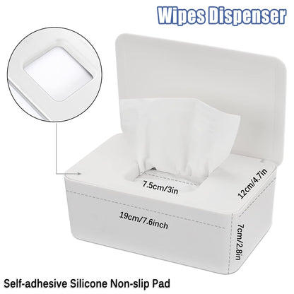 NOVWANG Wipes Dispenser, Large Capacity Baby Wipe Holder(8.3L × 4.9W × 3.9H Inches) Refillable Wipes Container with Sealing Design Baby Wet Wipes Dispenser for Bathroom Home Office Car