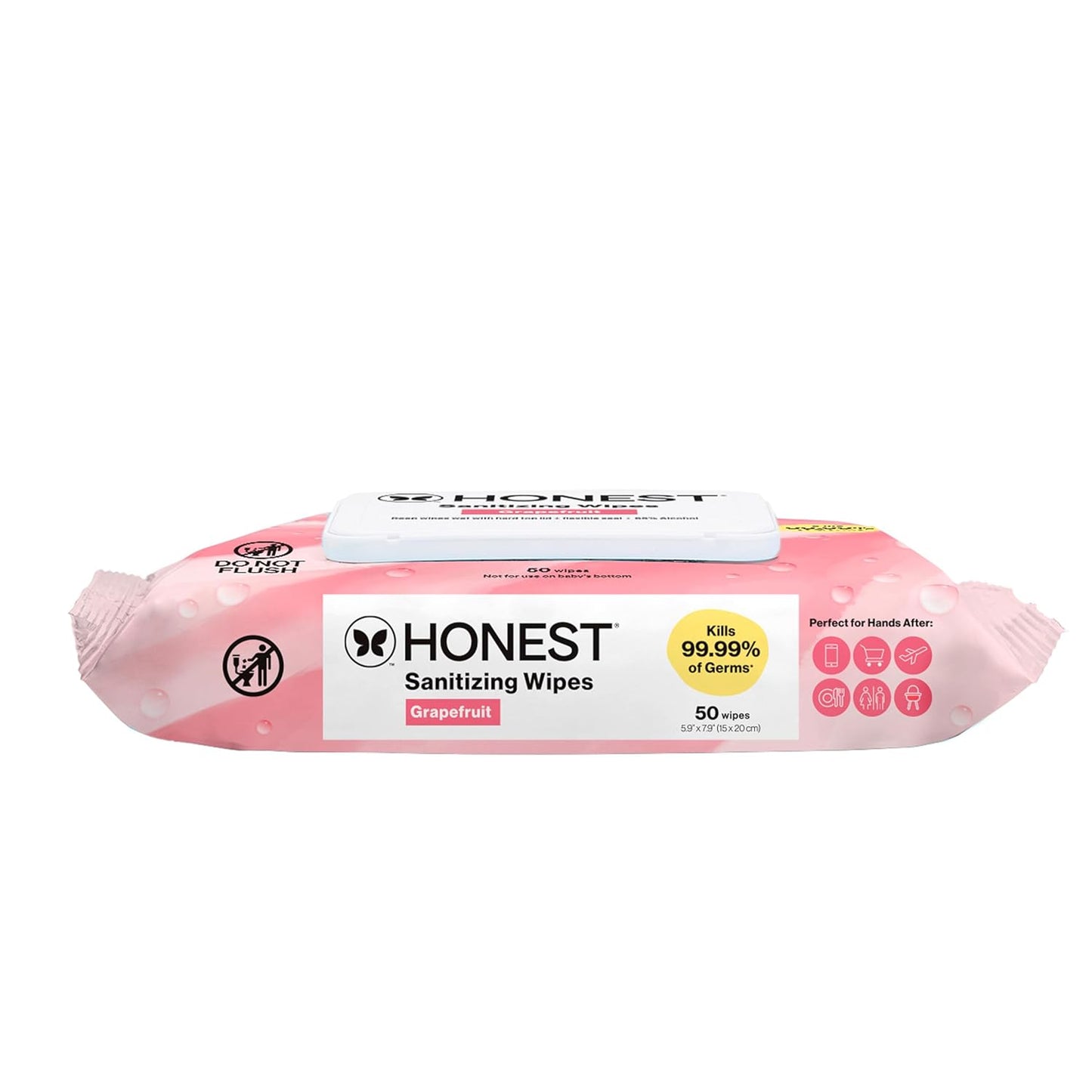 The Honest Company Fragrance-Free Sanitizing Alcohol Wipes, Antibacterial with Aloe, Kills 99% of Germs, 150 Count