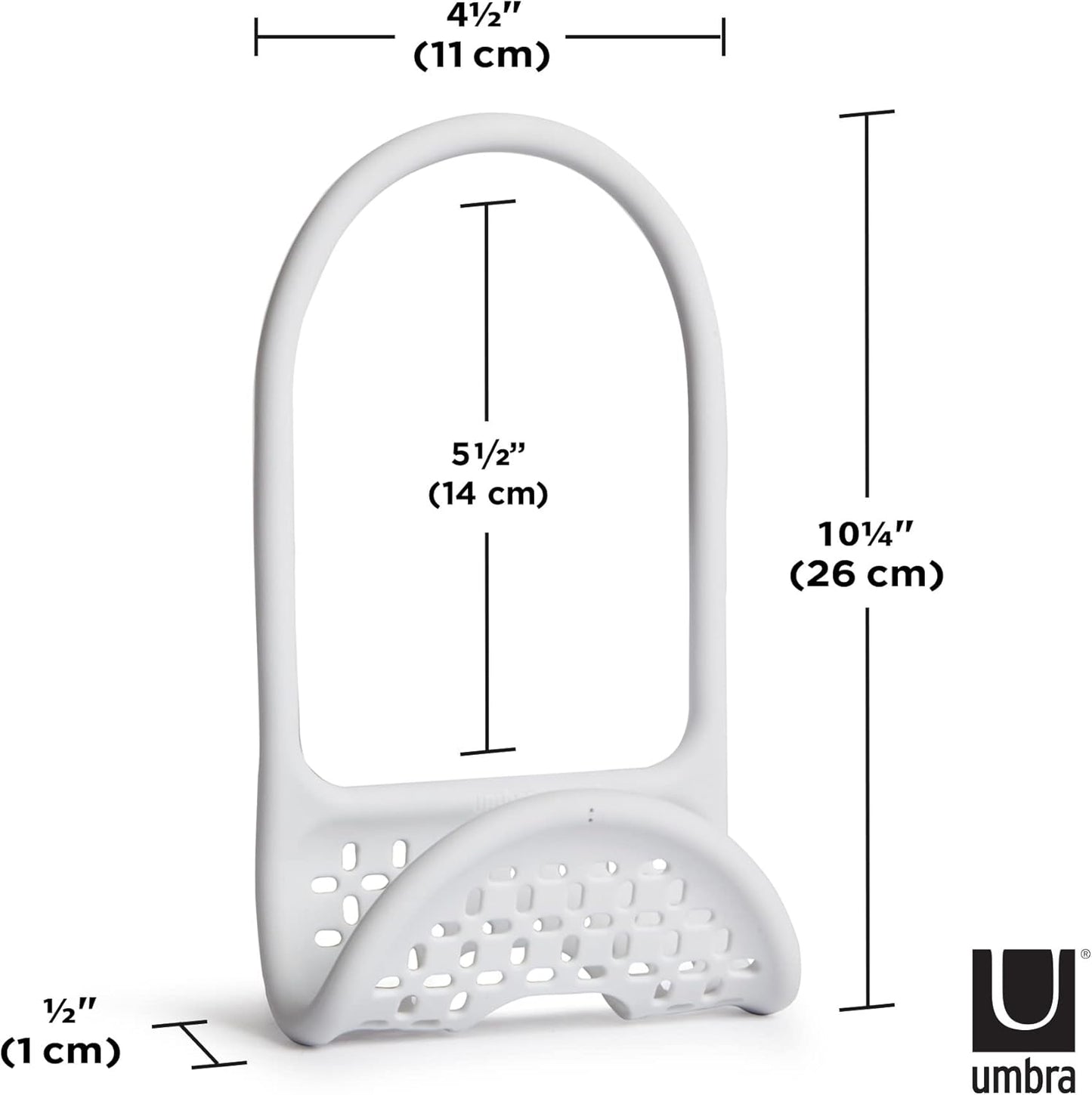 Umbra Sling Kitchen Sink Caddy Sponge Holder, Hangs Over Faucet or Divider, Single, White