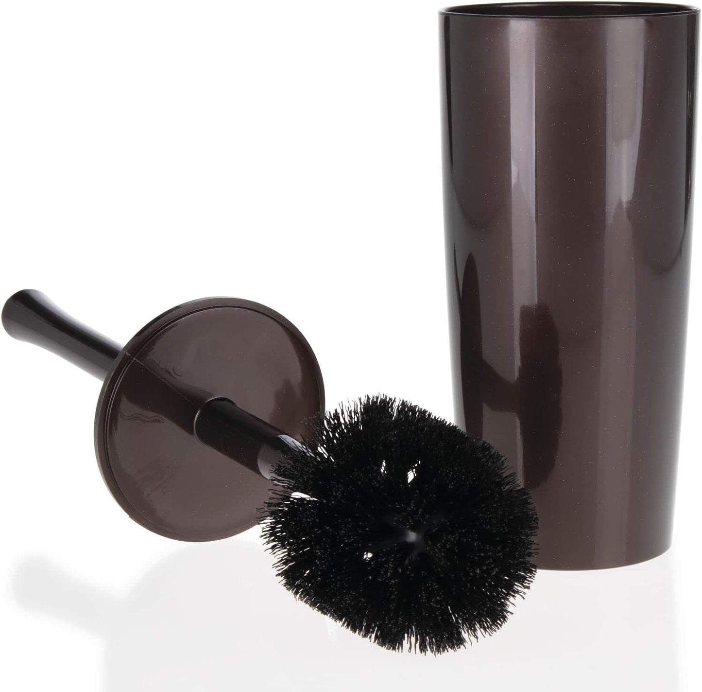 mDesign Slim Plastic Toilet Bowl Brush and Holder Set, Modern Compact Storage Organizer Cleaner Scrubber for Toilet - Heavy Duty Cleaning Plunger for Bathroom, Aura Collection - Navy Blue