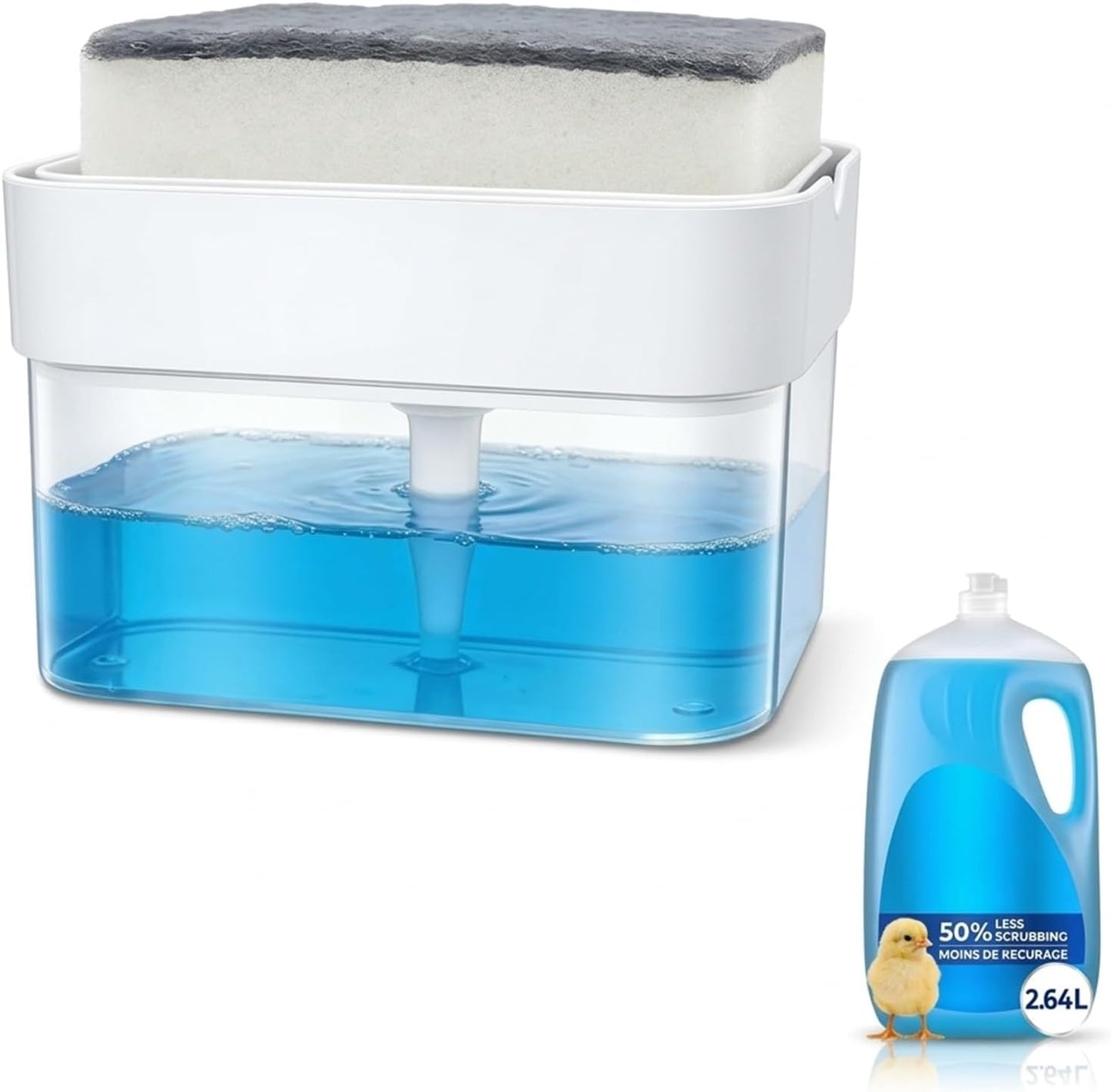 Dish Soap Dispenser Compatible with Dawn - 10oz BPA-Free Plastic Soap Dispenser with Sponge Holder Compatible with Dawn,All-in-One Sink