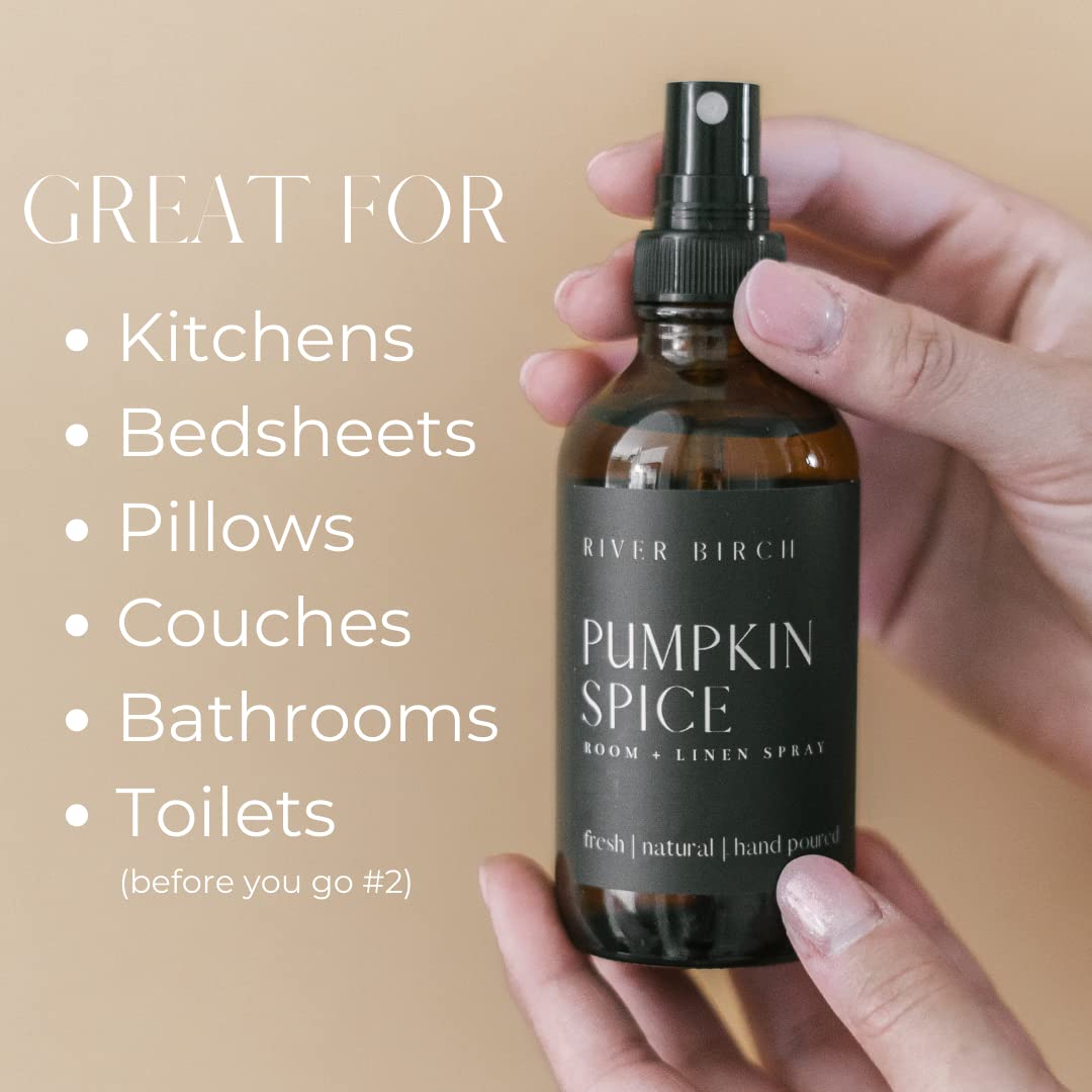 River Birch Luxury Linen and Room Spray - Home Signature Scent Balsam and Cedar Room Fragrance Spray - Fragrant Fresh Linen Air Freshener For Bedding - Handmade in Texas - 4 oz Glass Amber Bottle