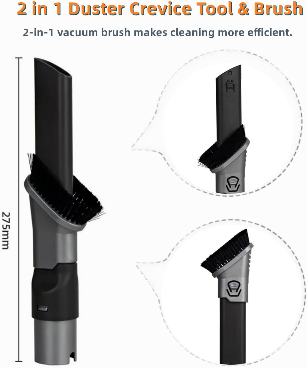 JEDELEOS 2 in 1 Crevice Duster Tool for Shark NV752 NV600 NV650 NV680 NV340 HV301 HV322 HV300 HV320 NV480 NV800 NV151 LA502 AZ2001 HZ2002 Rotator/Rocket/Navigator/APEX Duoclean Upright Vacuum