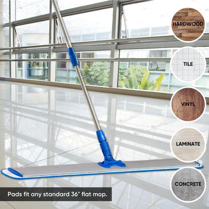 Microfiber Wholesale 18 inch Microfiber Mop Pads - Machine Washable, Reusable, Refills & Replacement Wet Mop Heads Compatible with Any Microfiber Flat Mop System (3 Pack)