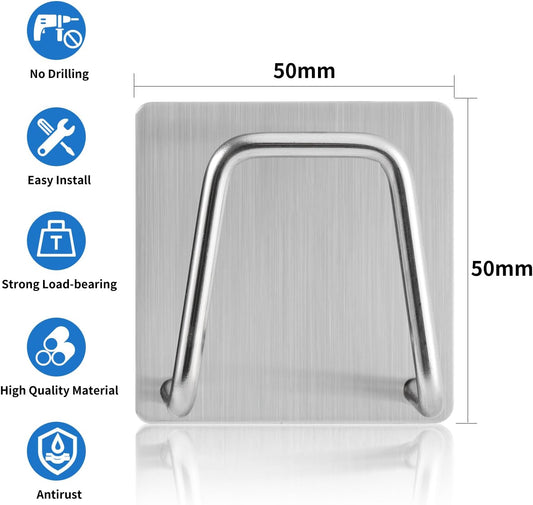 Adhesive Sponge Holder for Kitchen Sink, SUS304 Stainless Steel Scrubber Hanger Sink Caddy Accessories Storage Drain Rack Stand for Scratch Scrub Dishcloth Dishrag Steel Wool Strainer Stopper