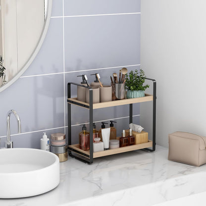 HNRLOY Bathroom Counter Organizer,Bathroom Countertop Organizer,Counter Shelf,Countertop Storage,Organization and Storage,Makeup Shelf,Sink Caddy(Brown 3 Tier)