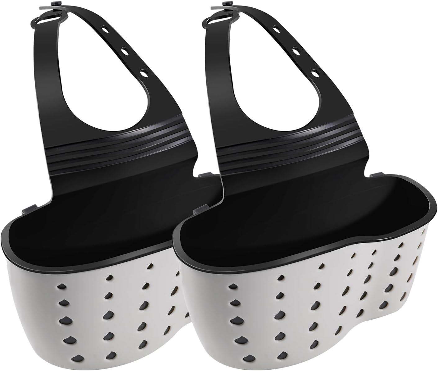 Kitchen Sink Caddy Sponge Holder for Kitchen Sink Accessories Organizer Dish Sponge Holder Ajustable Strap Faucet with Drain Holes for Drying (1 pc Beige)