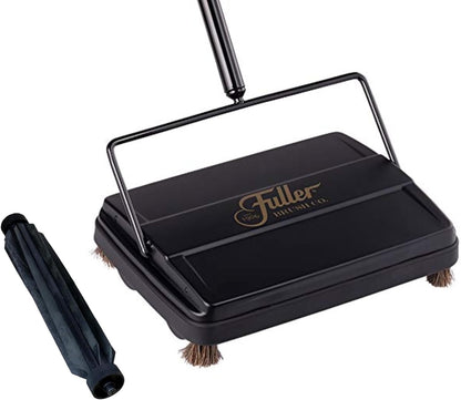 Fuller Brush Electrostatic Carpet & Floor Sweeper with Additional Rubber Rotor - 9" Cleaning Path - Lightweight - Ideal for Crumby & Wet Messes - Works On Carpets & Hard Floor Surfaces (Gray)